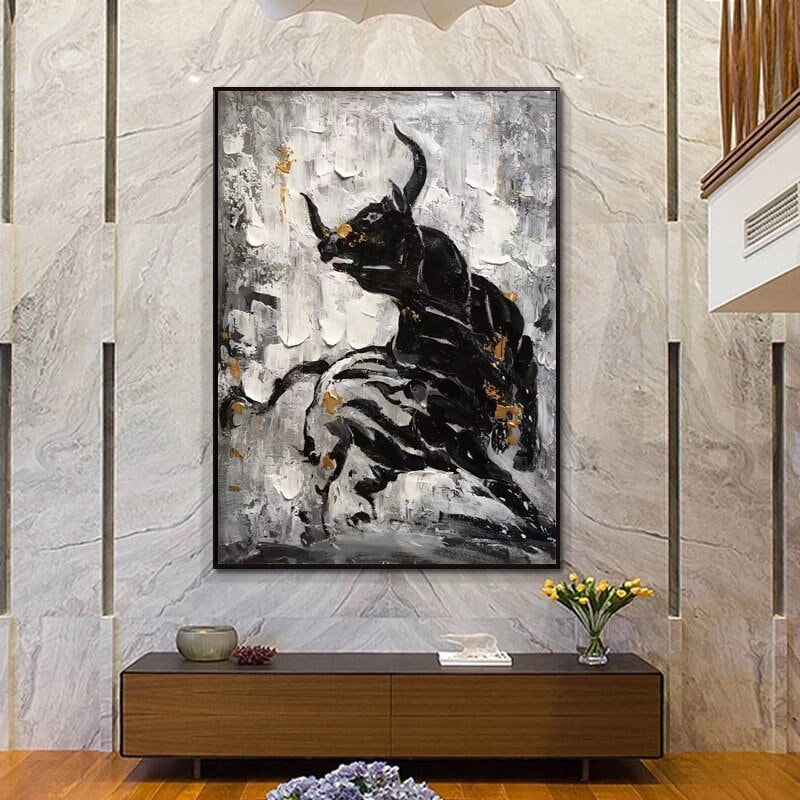 Large bull painting canvas ox painting original abstract Etsy