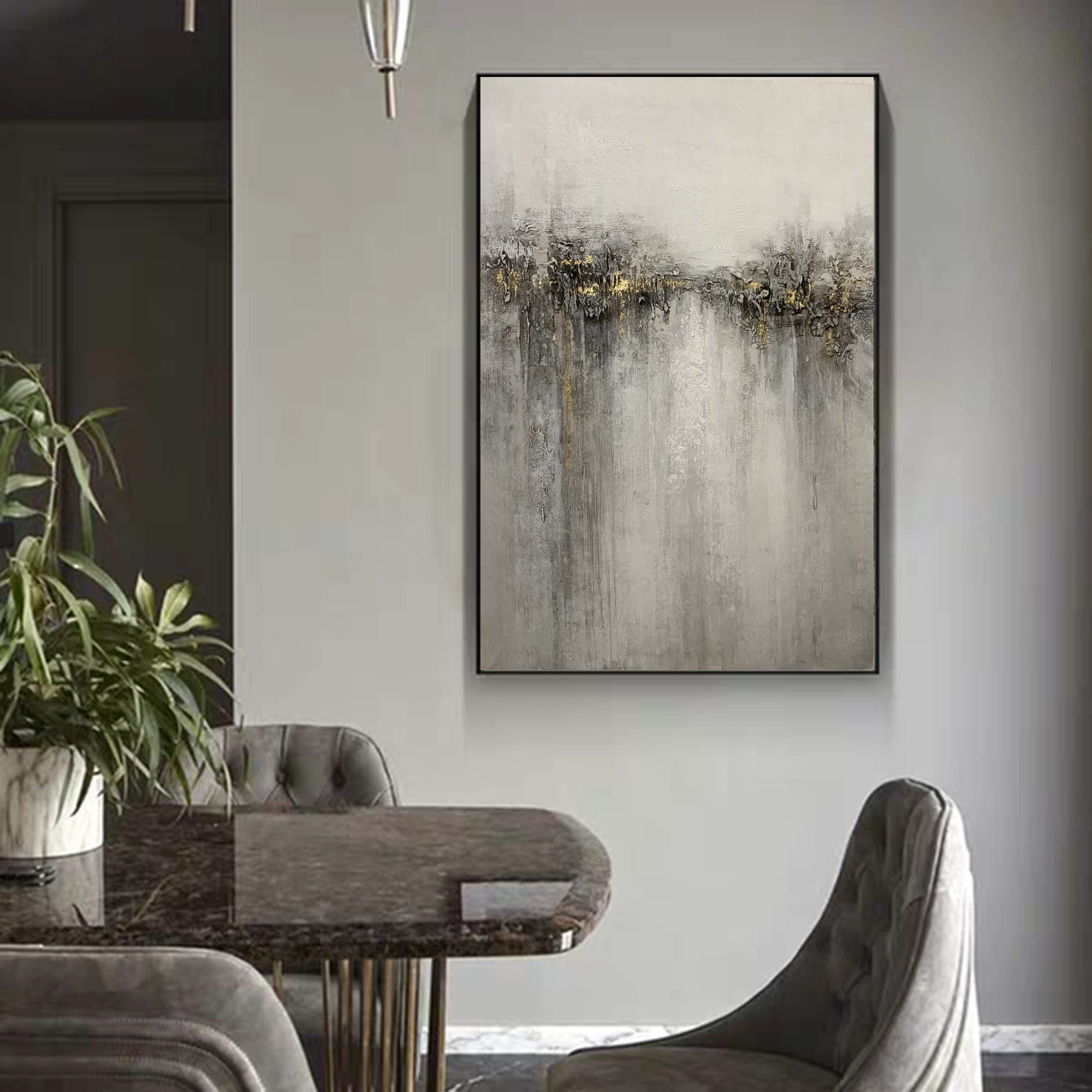 Abstract Painting Original Large Grey Painting on Canvas Etsy