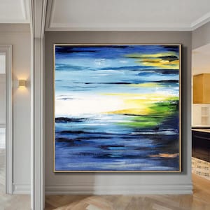original abstract canvas art,blue abstract painting,large modern abstract canvas wall art,oversized abstract painting original art H233