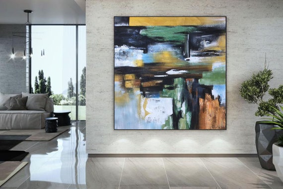現代抽象画、特大壁アート、大型油絵、現代アート手描き、大型