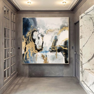 Large Canvas Wall Art,Original Gold Abstract Painting,Modern Abstract Painting on Canvas,Large Abstract Wall Art,Acrylic Canvas PaintingH597