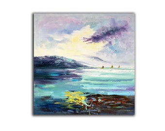 モダン抽象画、風景画オリジナル、大型抽象壁アート、巨大壁アート