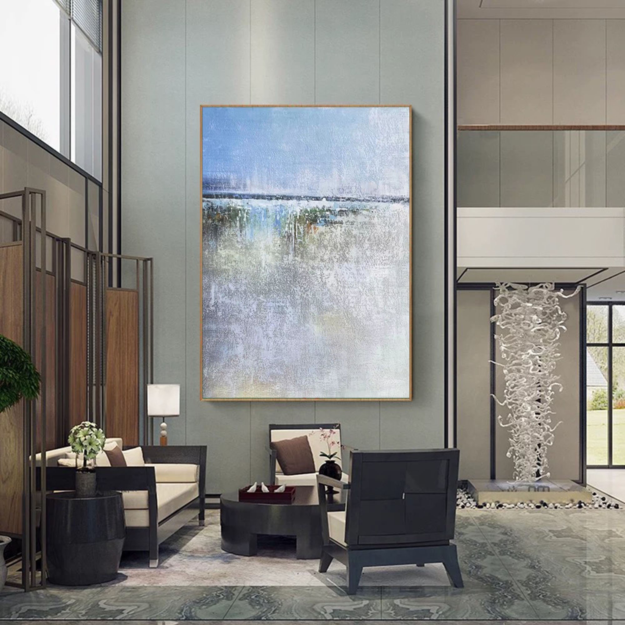Blue Abstract Painting,extra Large Painting on Canvas,large Blue Canvas ...