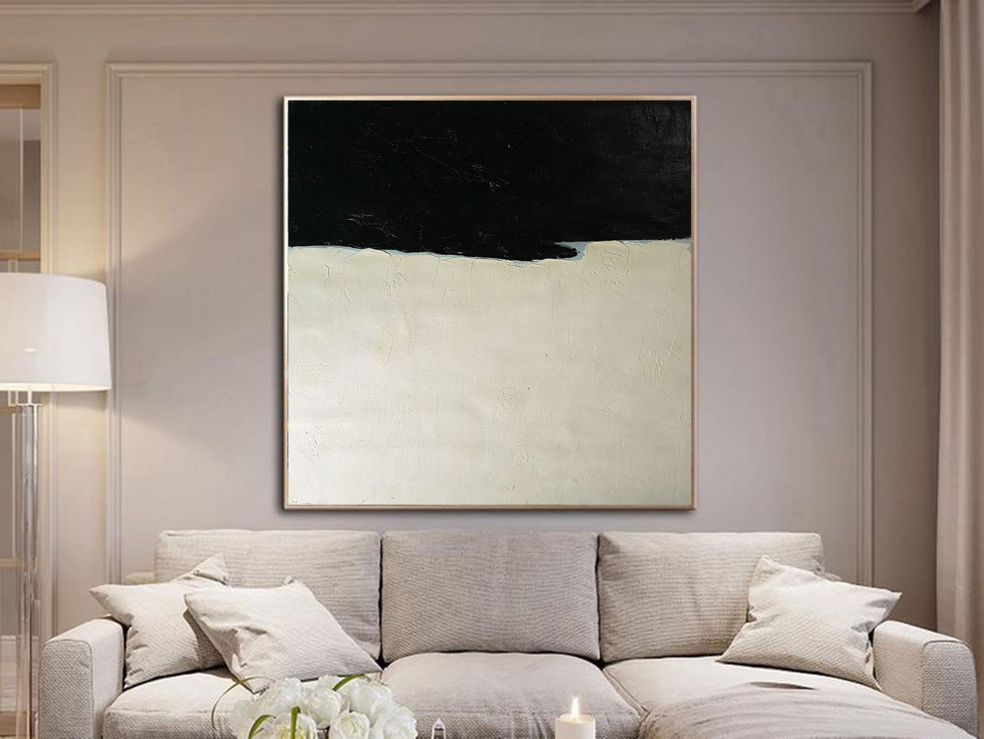 Black and White Abstract Painting Large,oversized Wall Art Canvas ...
