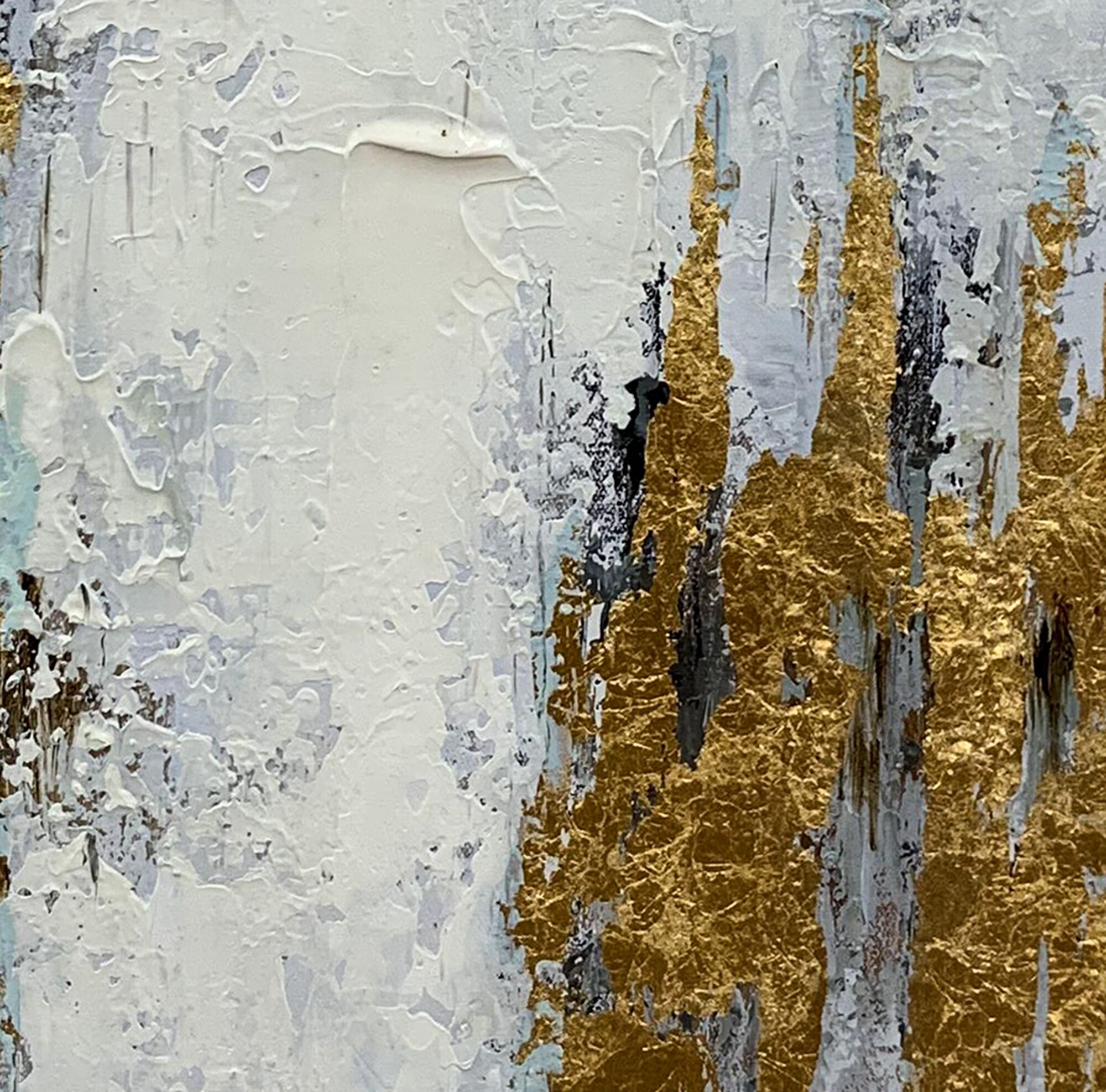 オリジナルの油絵抽象画、キャンバスに描かれた金彩画、大きな抽象画壁