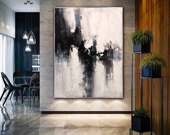 大きなキャンバスの壁アート、抽象画オリジナル、キャンバスに描かれた