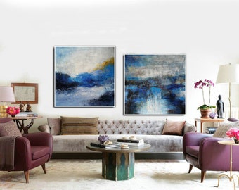 abstract painting | blue painting abstract | abstract wall art | contemporary art | large canvas art | extra large wall art canvas H100