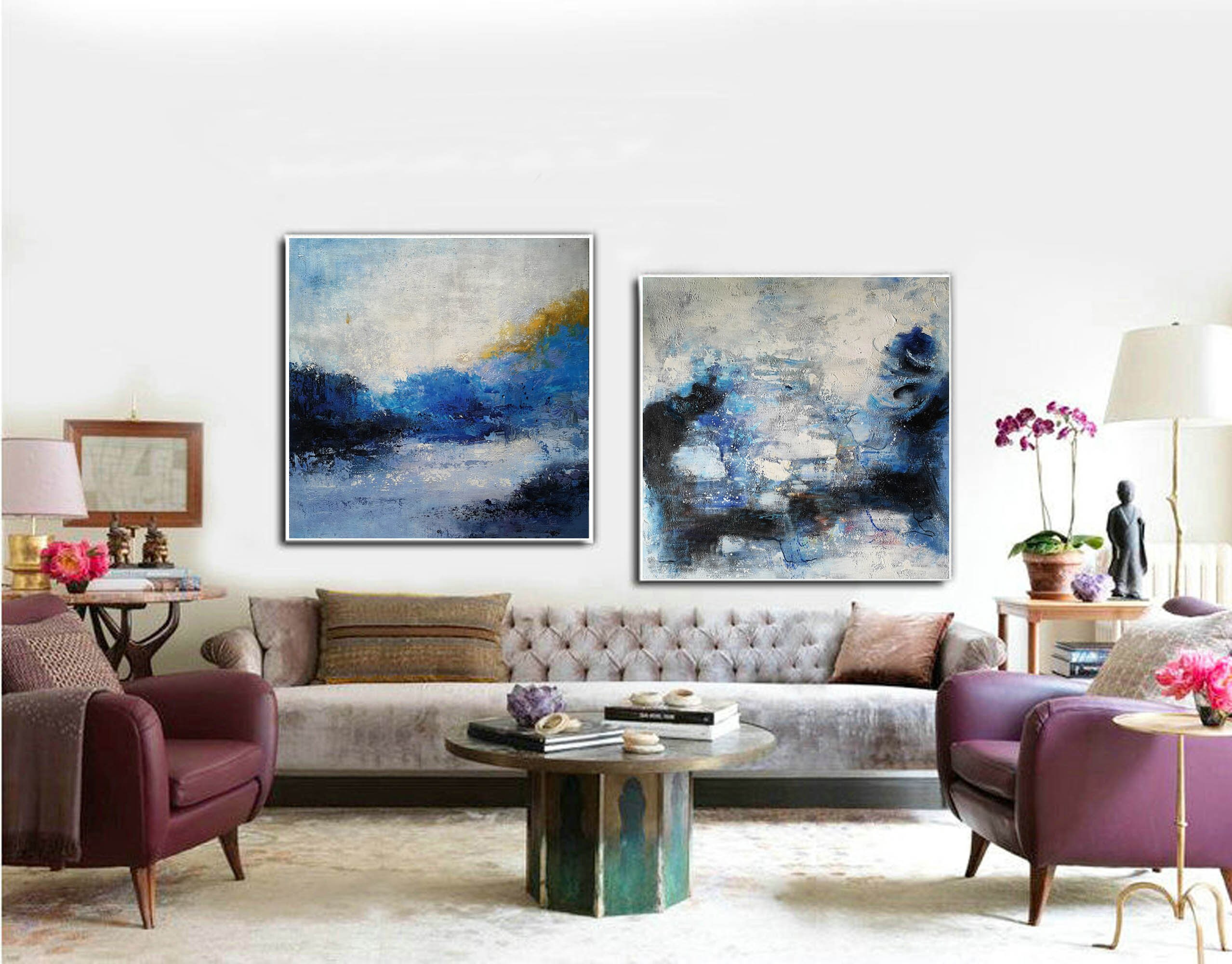 Wall decor living room blue wall art wall decor bedroom Etsy