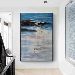 blue canvas painting, modern abstract wall art,original oil painting,large canvas wall art,modern abstract painting on canvas original H177