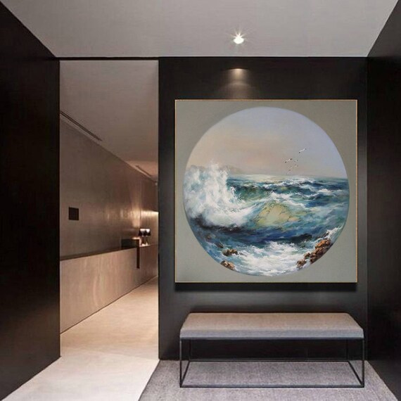 extra large wall art canvas, abstract sea painting, modern abstract wall art, landscape painting abstract, modern abstract painting H13