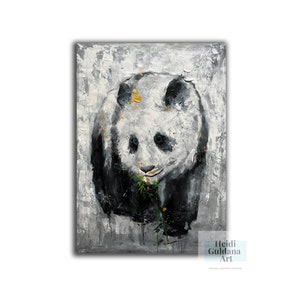 Grande toile Art mural Panda Peinture Grand noir et blanc Art mural Original Peinture à lhuile Grand Art abstrait sur toile Art contemporain H712 image 8