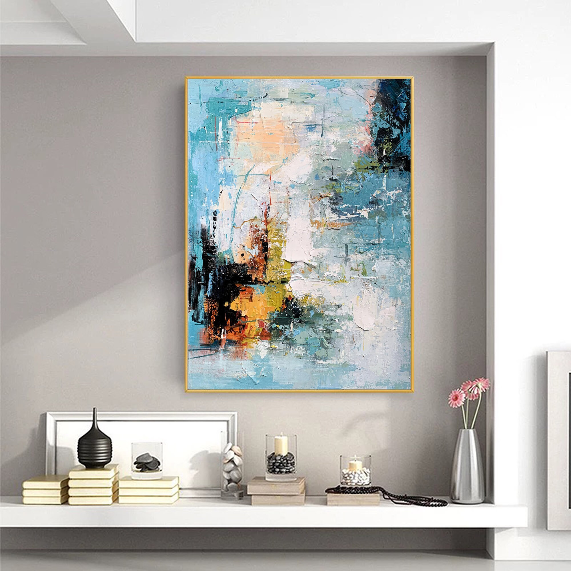  100% Hand-Painted Original Oil Painting Contemporary Art Large  Canvas Art Abstract Modern Living Room Wall Art Decor Modern Acrylic  Abstract Art Brother Gifts 96X48 Unframed: Paintings