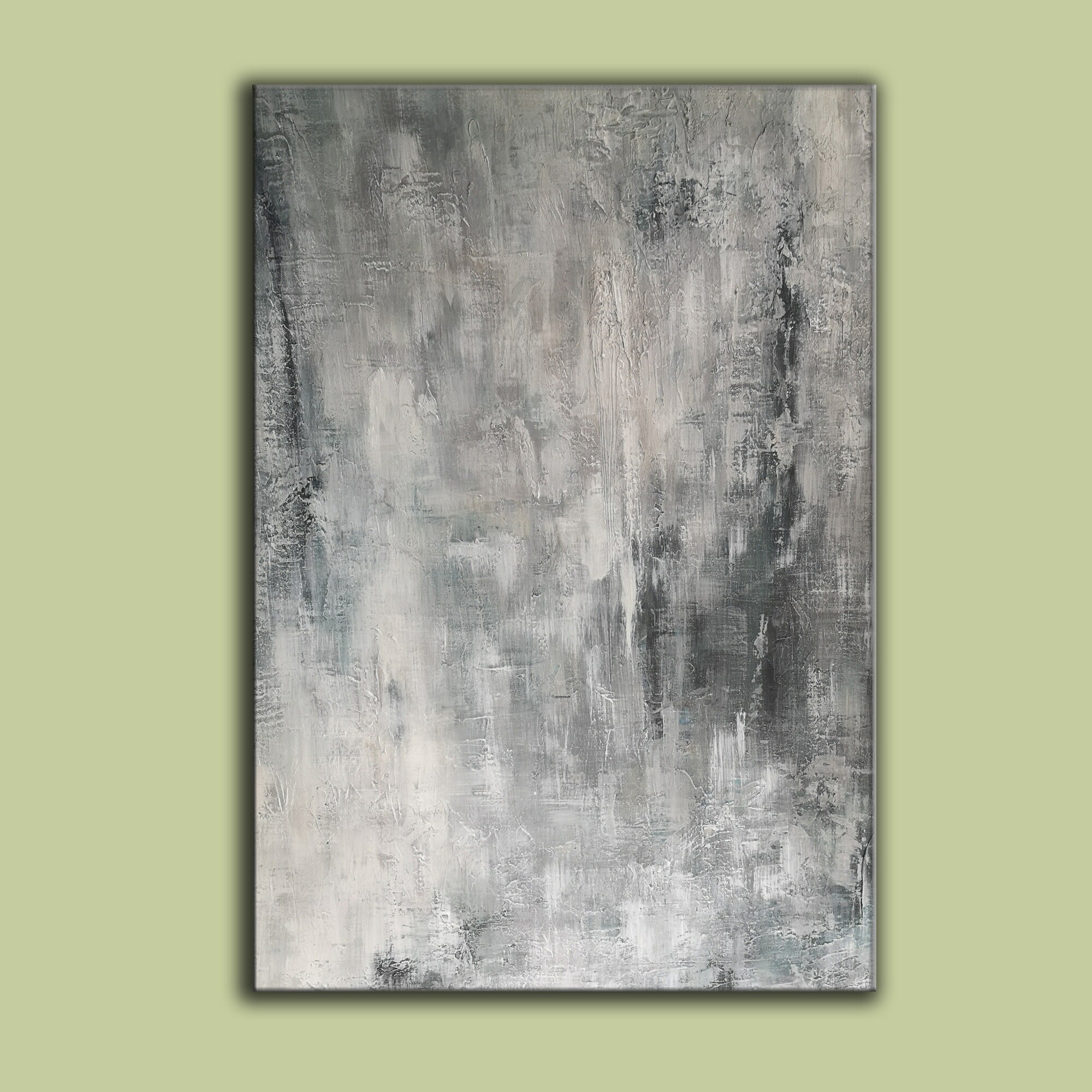Large Canvas Wall Art, Gray Painting Abstract, Original Canvas Art ...