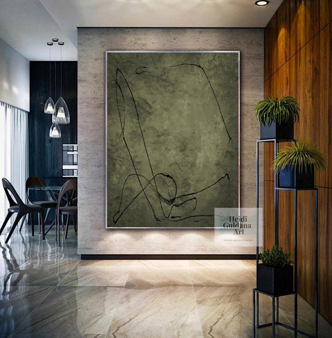 Original Abstract Sage Green Painting – Handmade Textured Canvas Art ...