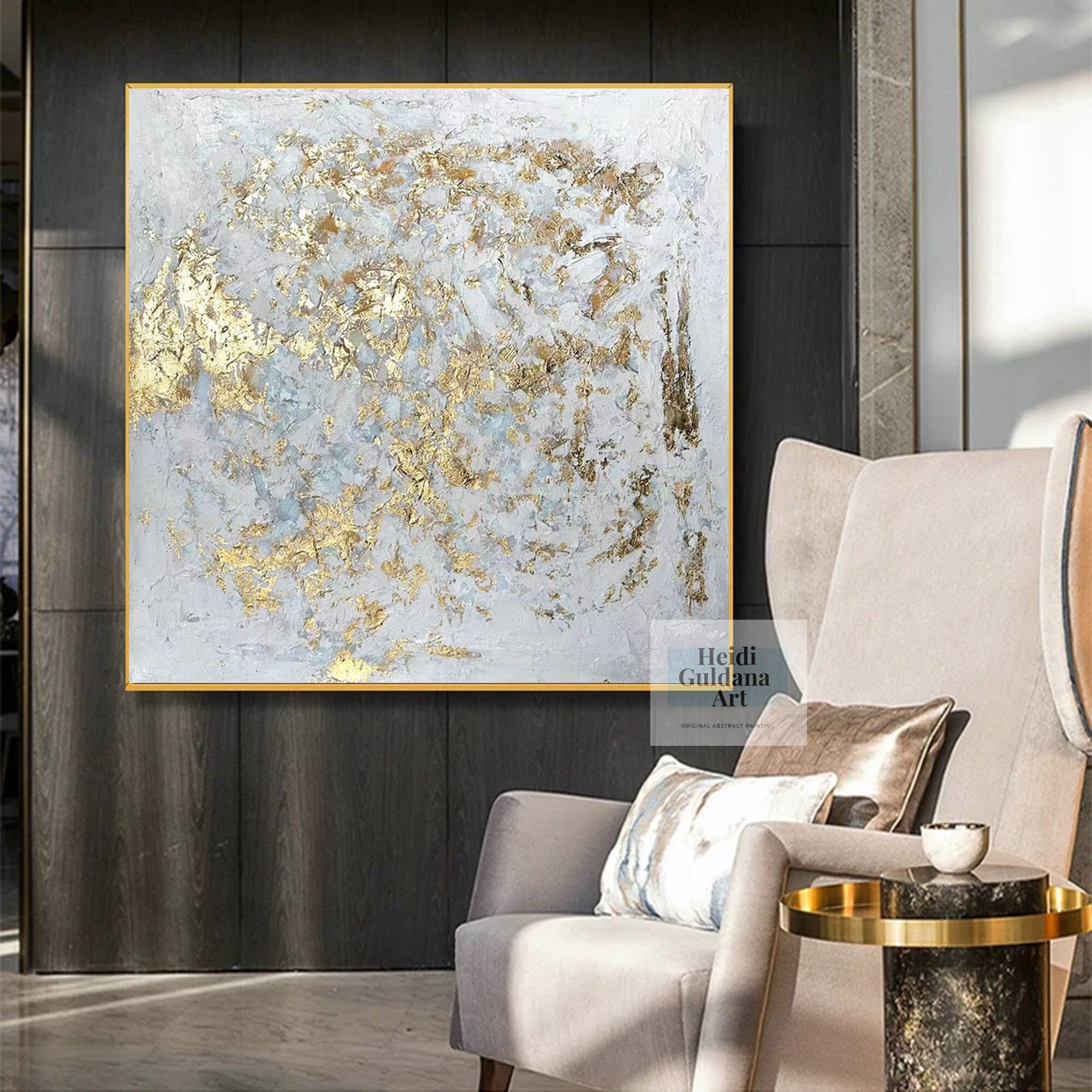 Contemporary Textured Painting, Metallic Gold Abstract Art A754 - Etsy