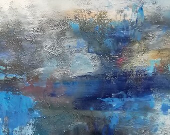 青系油彩抽象画 抽象画10 “Deep blue and light.” S8号(45.5×45.5cm) | yk3art