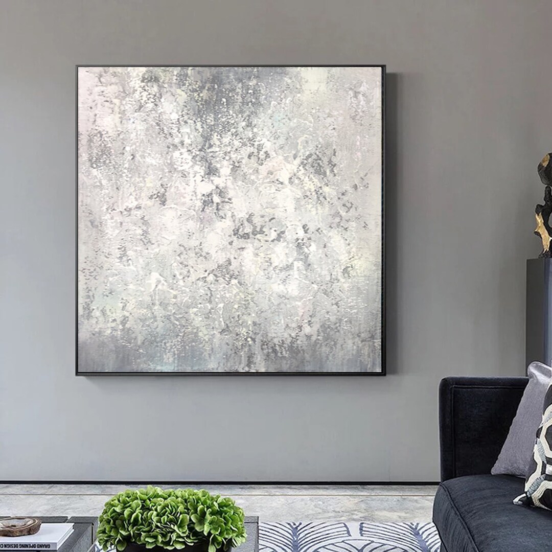 Large Abstract Canvas Art White Painting Original Oil Etsy