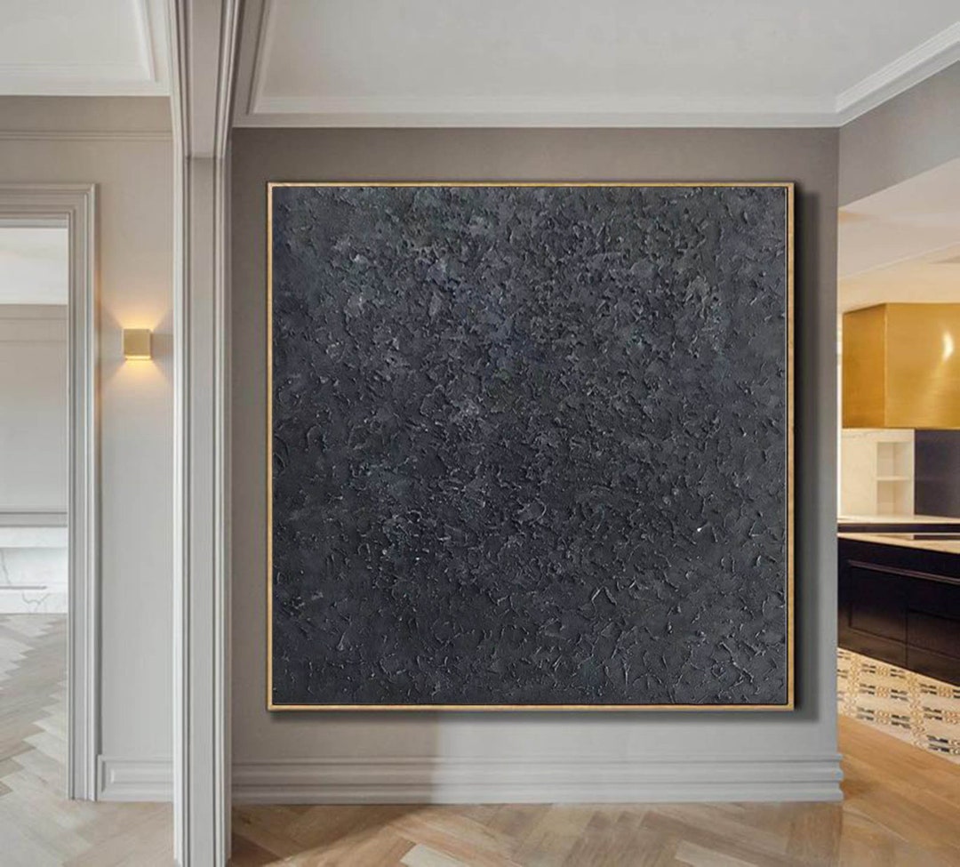 Large Abstract Painting Original, Black Painting, Extra Large Wall Art ...