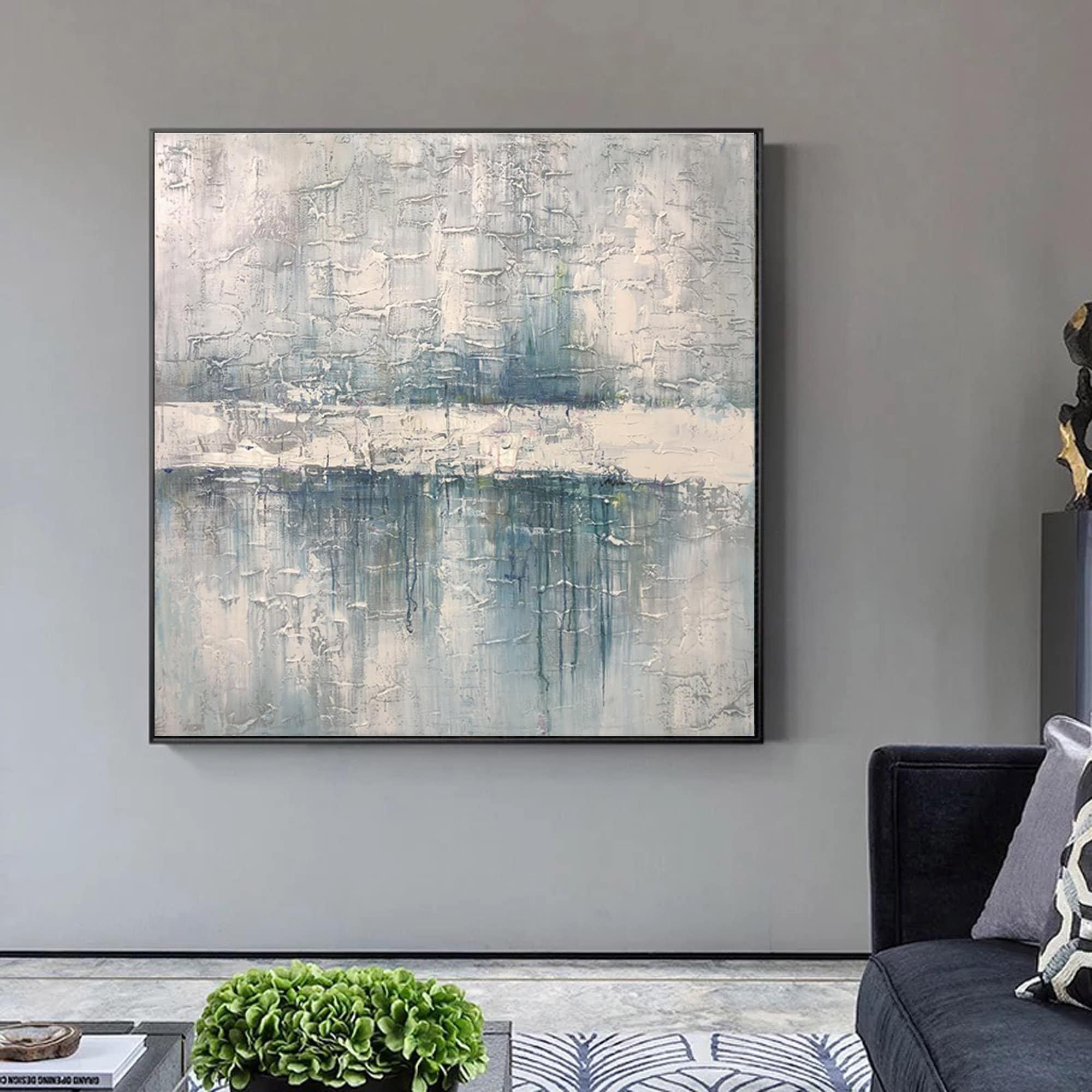 The Art of e Quaintance　Blue Blue Abstract Painting 3D Blue Textured Art Large Blue Wall