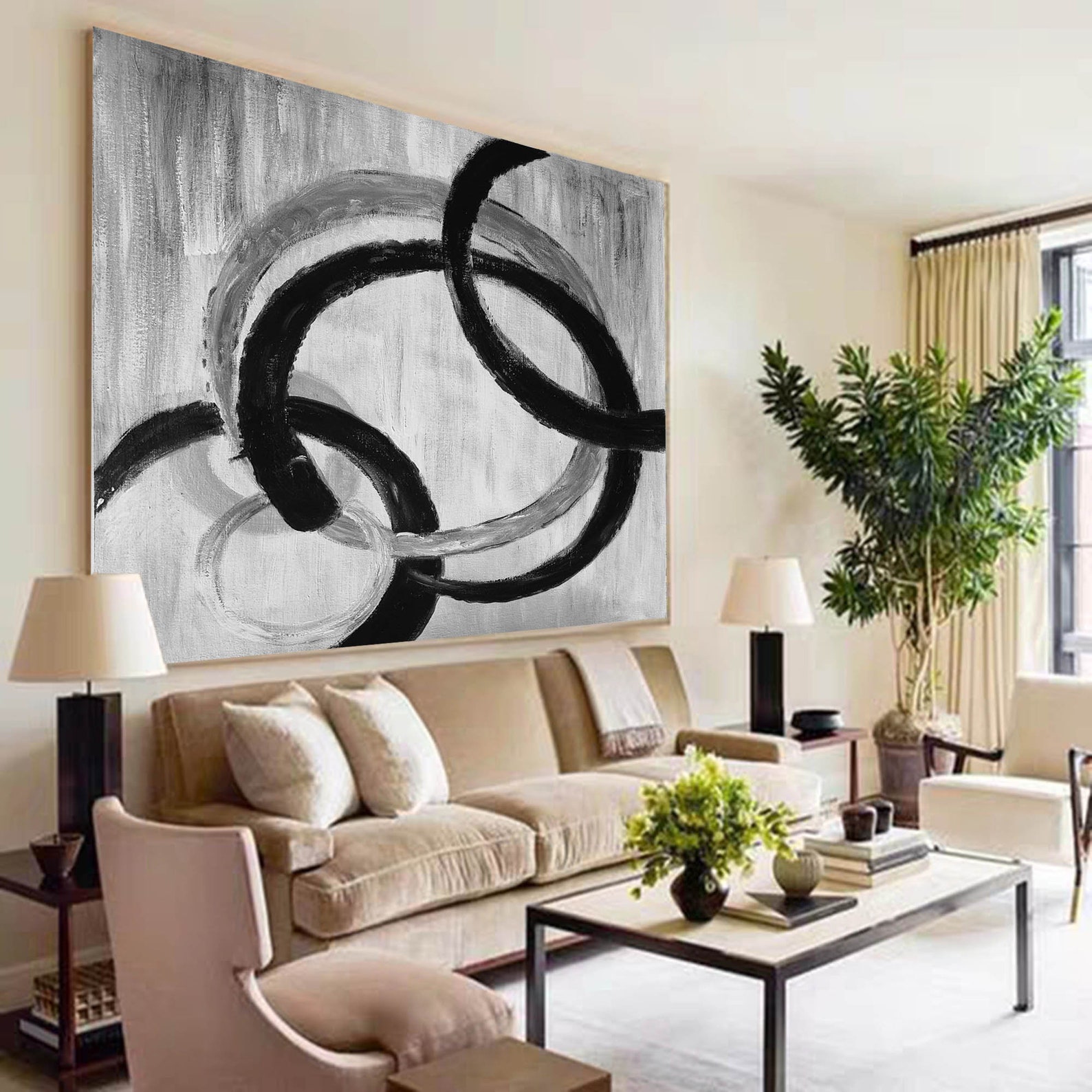 Large Grey Painting, Original Abstract Artwork, Oversized Wall Art ...