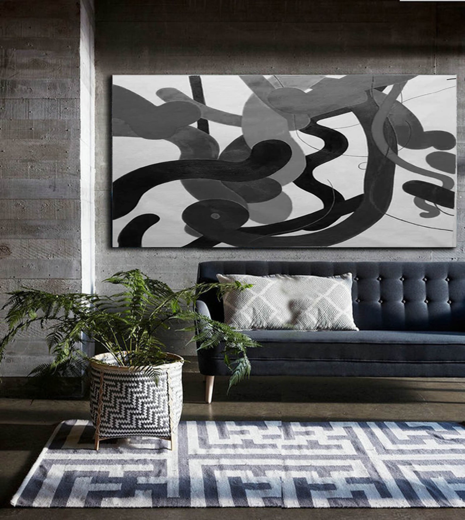 Black and White Wall Art,extra Large Wall Art Abstract Painting,extra ...