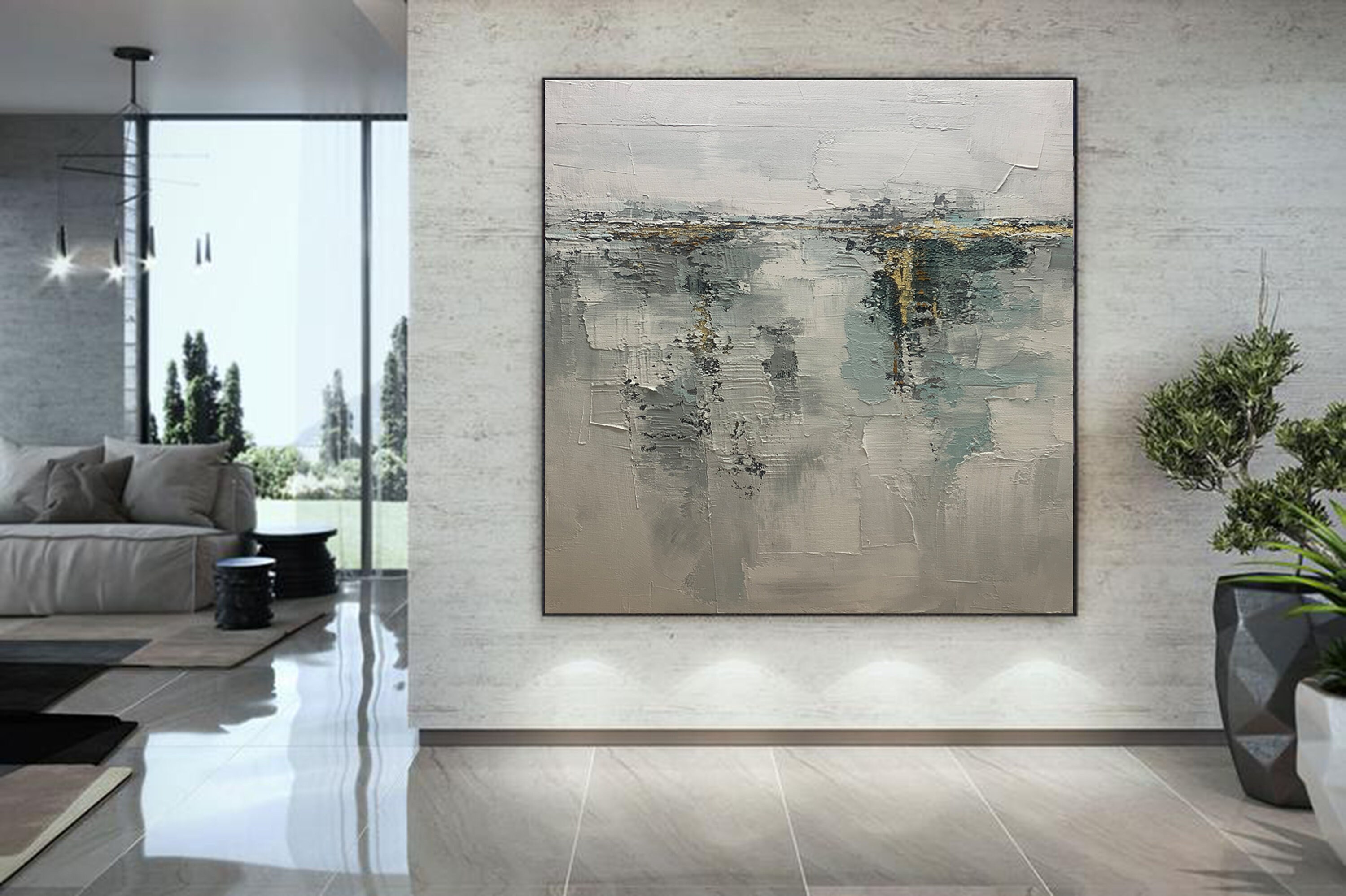 Large Abstract Colorful Painting,Abstract Colorful Geometric Painting,Abstract Hand-painting Texture Colorful Wall Art Living