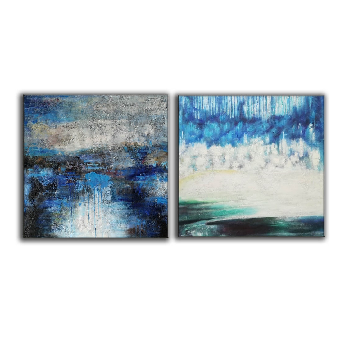 Blue wall art wall decor large paintings on canvas | Etsy