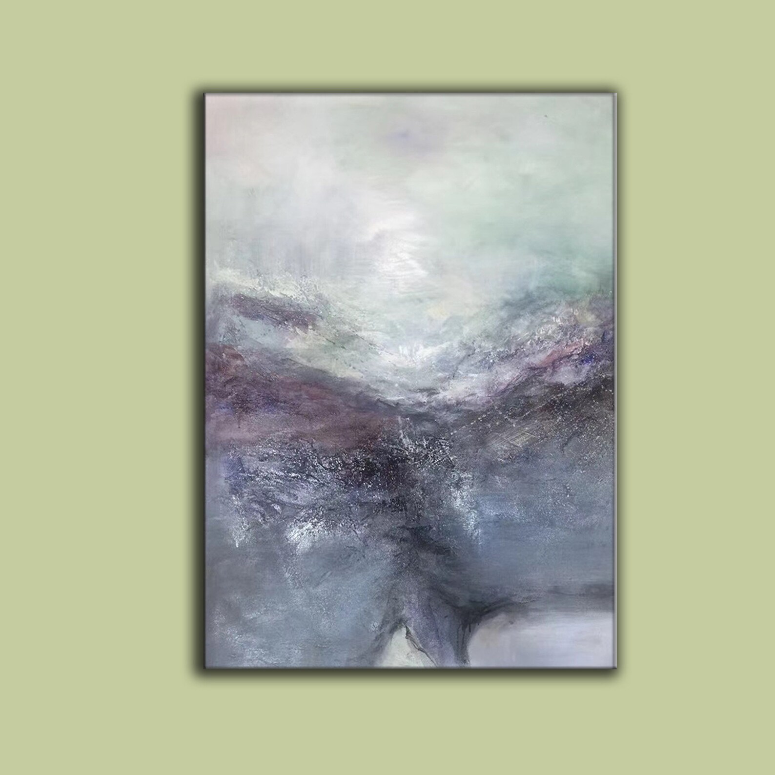 Extra Large Wall Art Deep Blue Abstract Painting Canvas Etsy