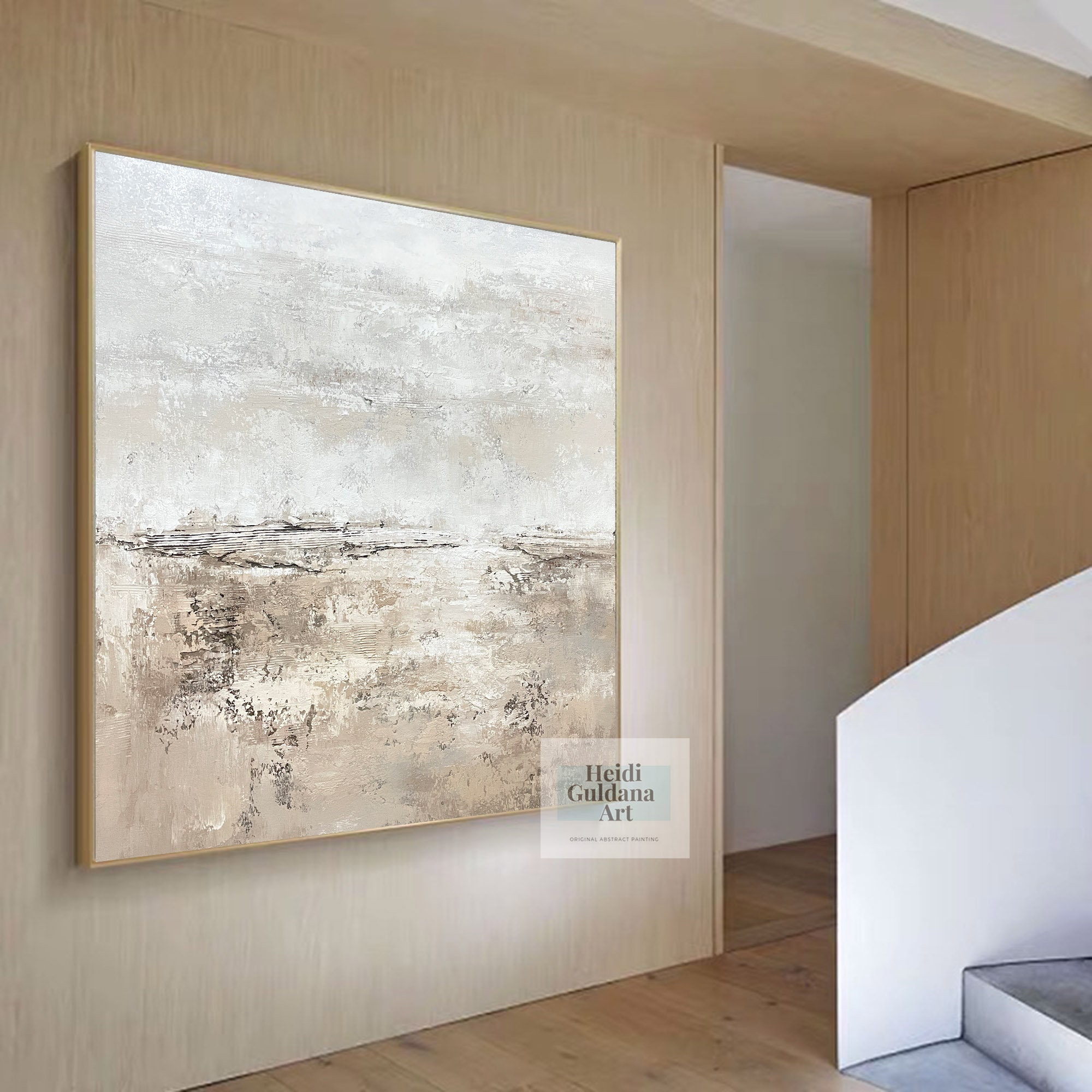 Neutral Abstract Wall Art – Handmade Textured Canvas in White