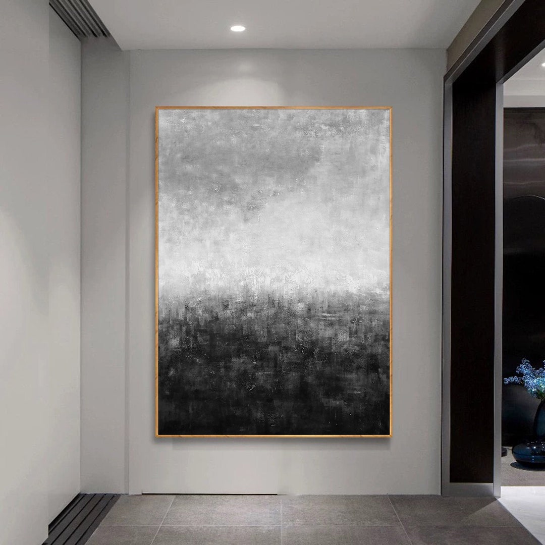 Original Abstract Painting on Canvas, Extra Large Wall Art Black and ...