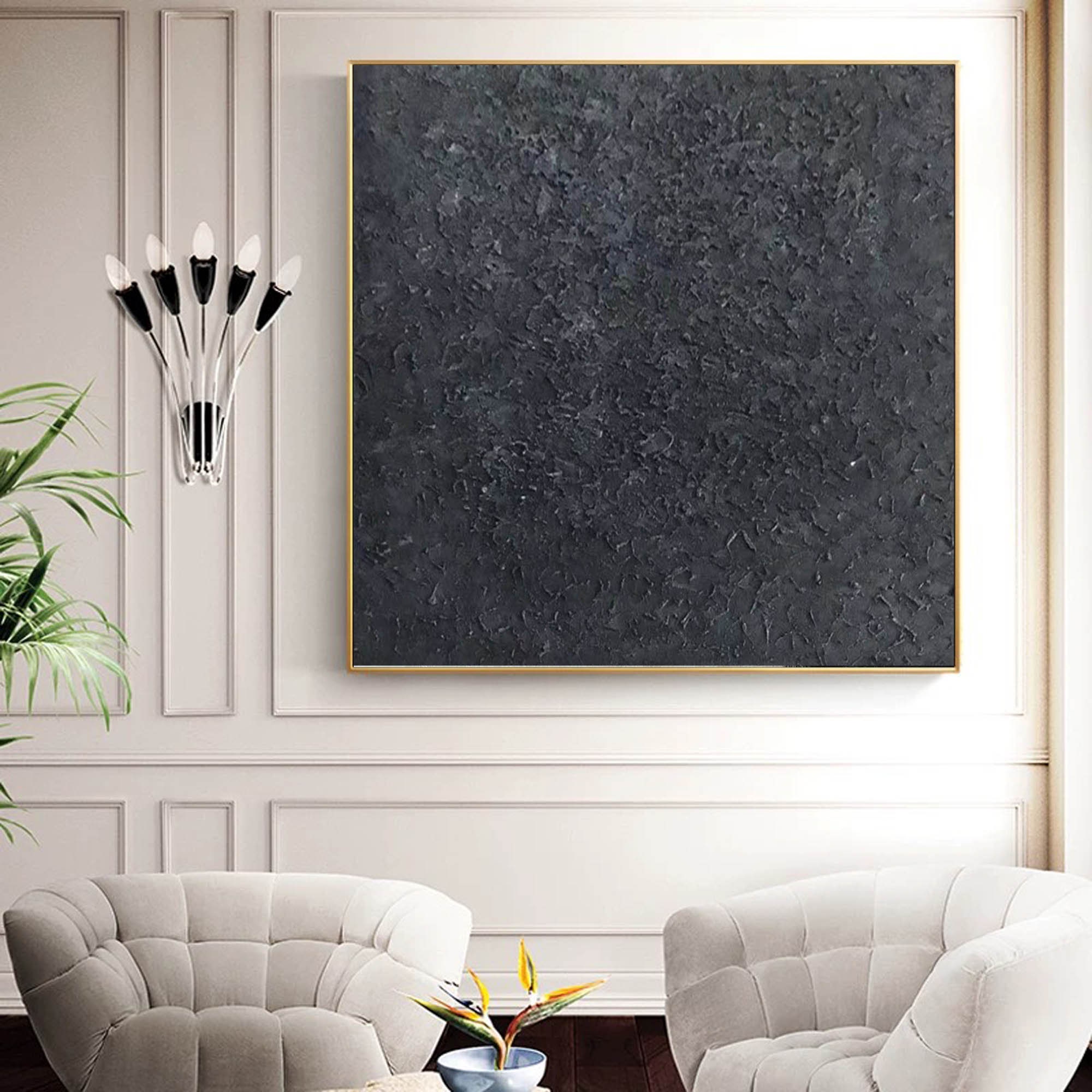 Large canvas wall art very black painting black abstract Etsy