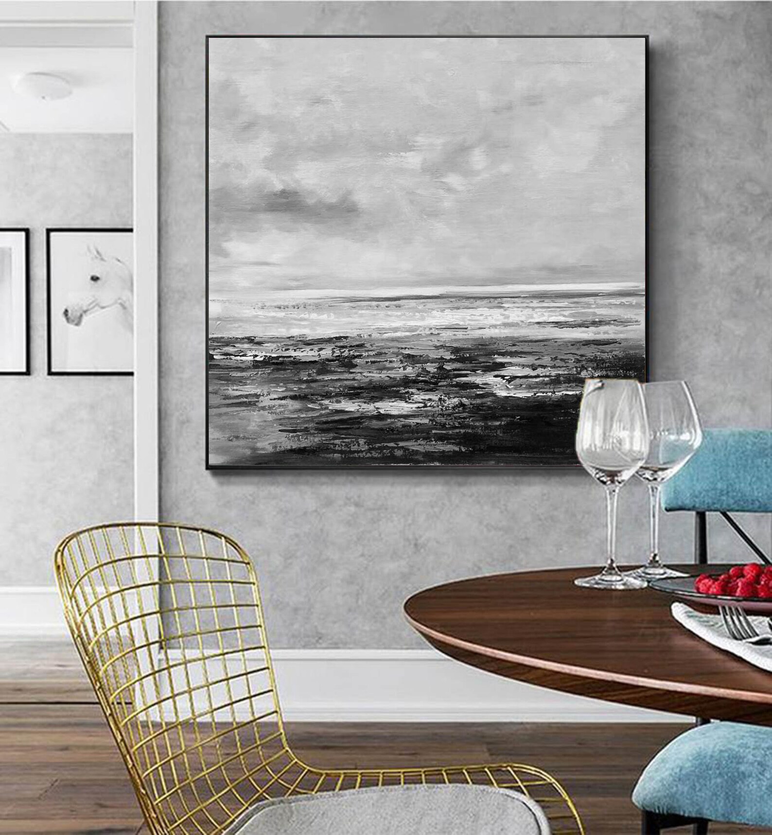 Black and white abstract wall artoversized abstract painting | Etsy