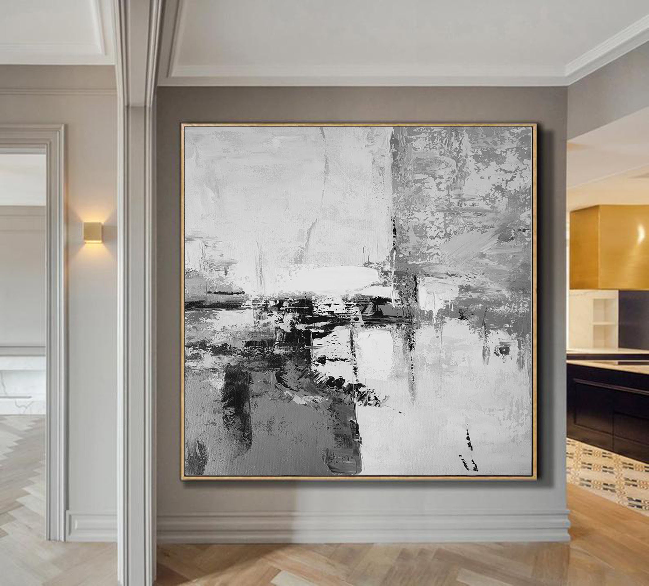Large Abstract Painting Acrylic, Gray Painting, Extra Large Abstract ...