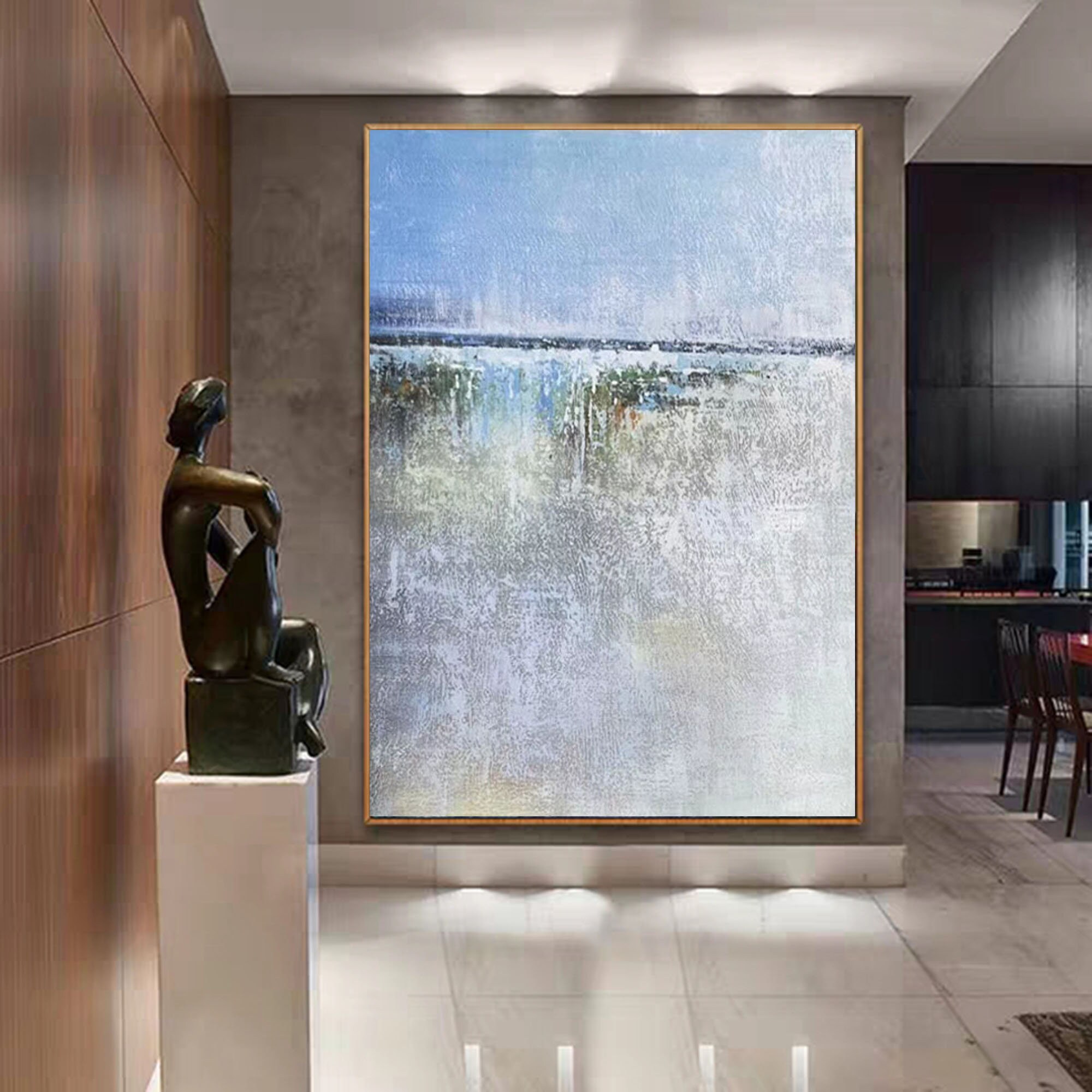 Blue Abstract Painting,extra Large Painting on Canvas,large Blue Canvas ...