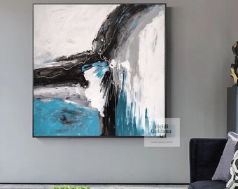 original abstract painting on canvas turquoise wall art painting large abstract canvas art oversized abstract art original art on canvas 750