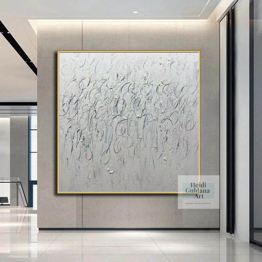 Extra Large Abstract Art, Original Oil Painting on Canvas, White ...