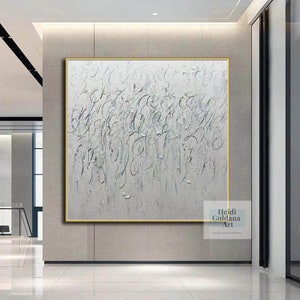 extra large abstract art, original oil painting on canvas, white painting, minimalist wall art, rich textured art painting on canvas H730