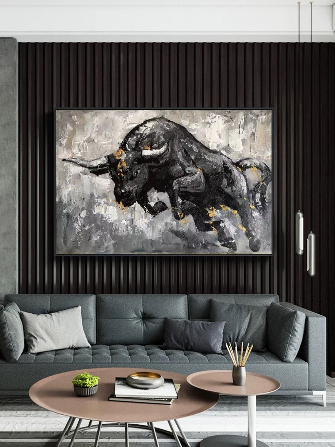 Handmade Bull Painting on Canvas Large Canvas Wall Art Ox Etsy
