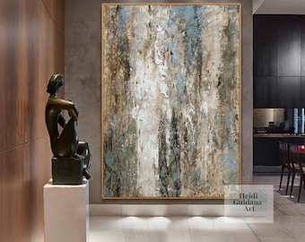 Brown Painting on Canvas, Large Canvas Wall Art, Original Abstract Oil Painting, Textured Wall Art, Extra Large Abstract Artwork H674