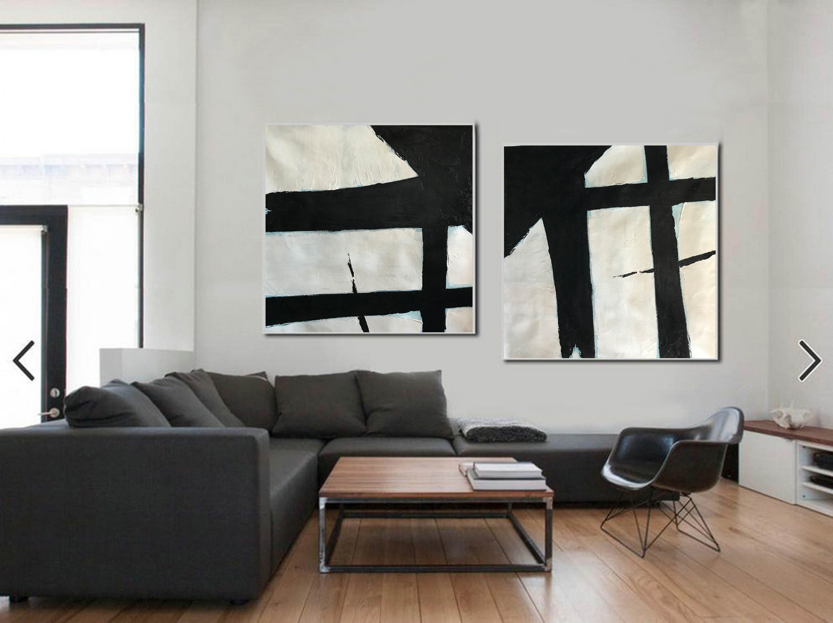 Black and White Modern Art Black and White Paintings Large Etsy