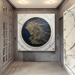horse painting on canvas, original abstract painting acrylic, extra large wall art, large abstract canvas art, gold painting abstract H425