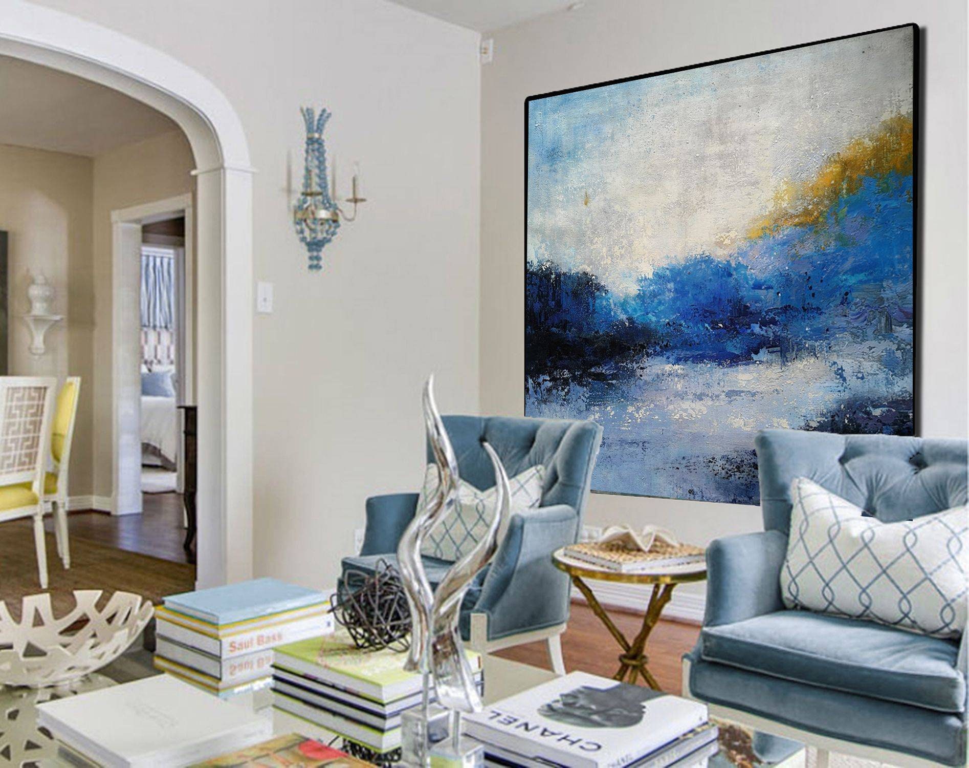 Large acrylic painting living room wall art contemporary art | Etsy