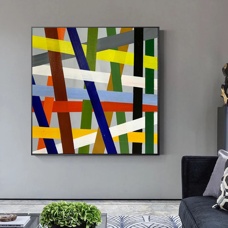 Large Abstract Painting Framedlarge Canvas Artmodern Wall Etsy