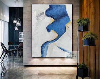 Original Blue Abstract Painting | Textured Handmade Wall Art | Modern Large Canvas Art H794
