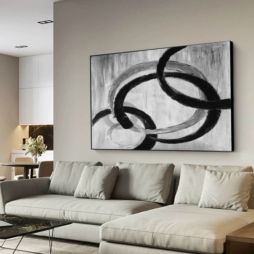 Large Grey Painting, Original Abstract Artwork, Oversized Wall Art ...