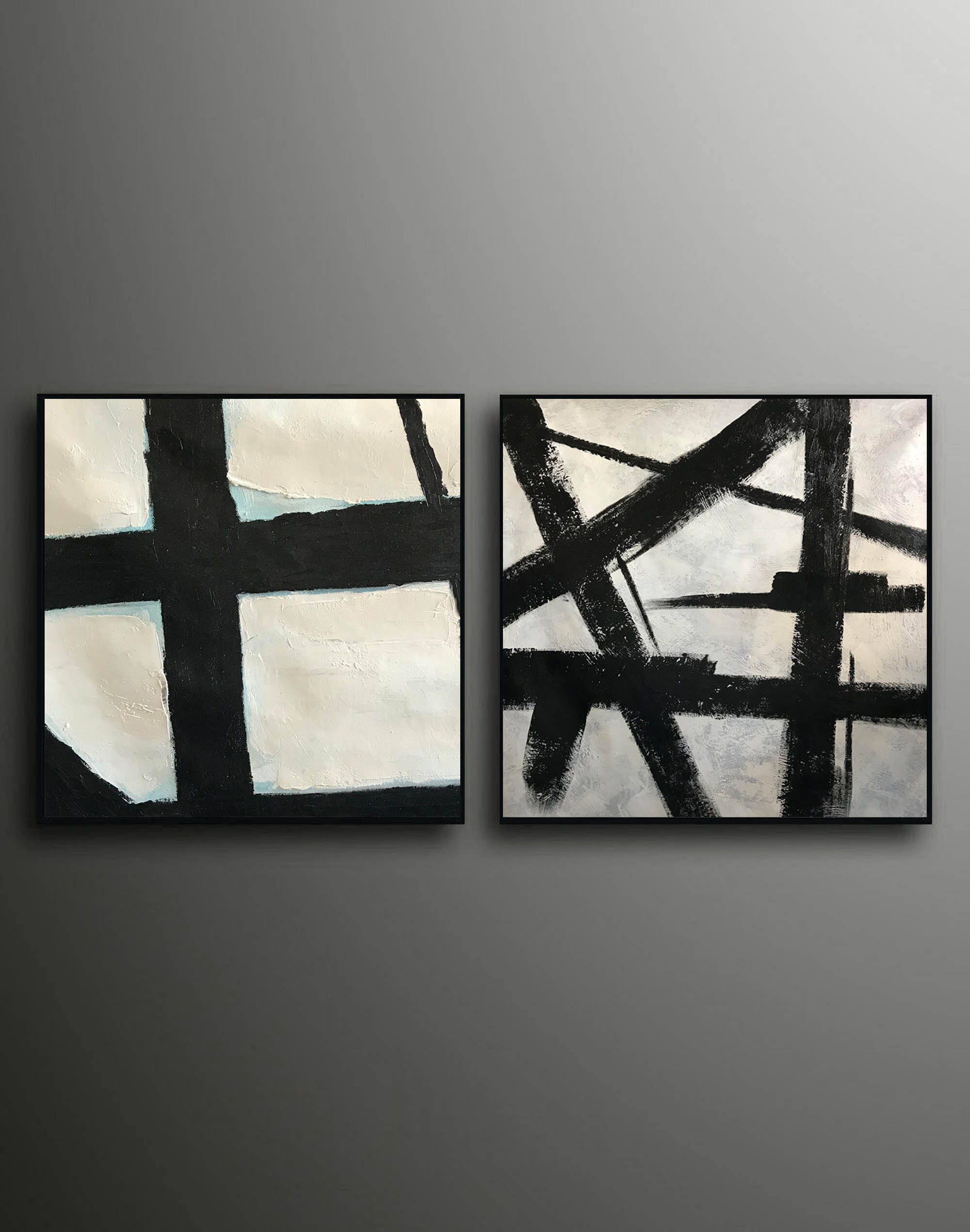 Black and White Abstract Painting | Large Wall Art | Minimal Abstract ...
