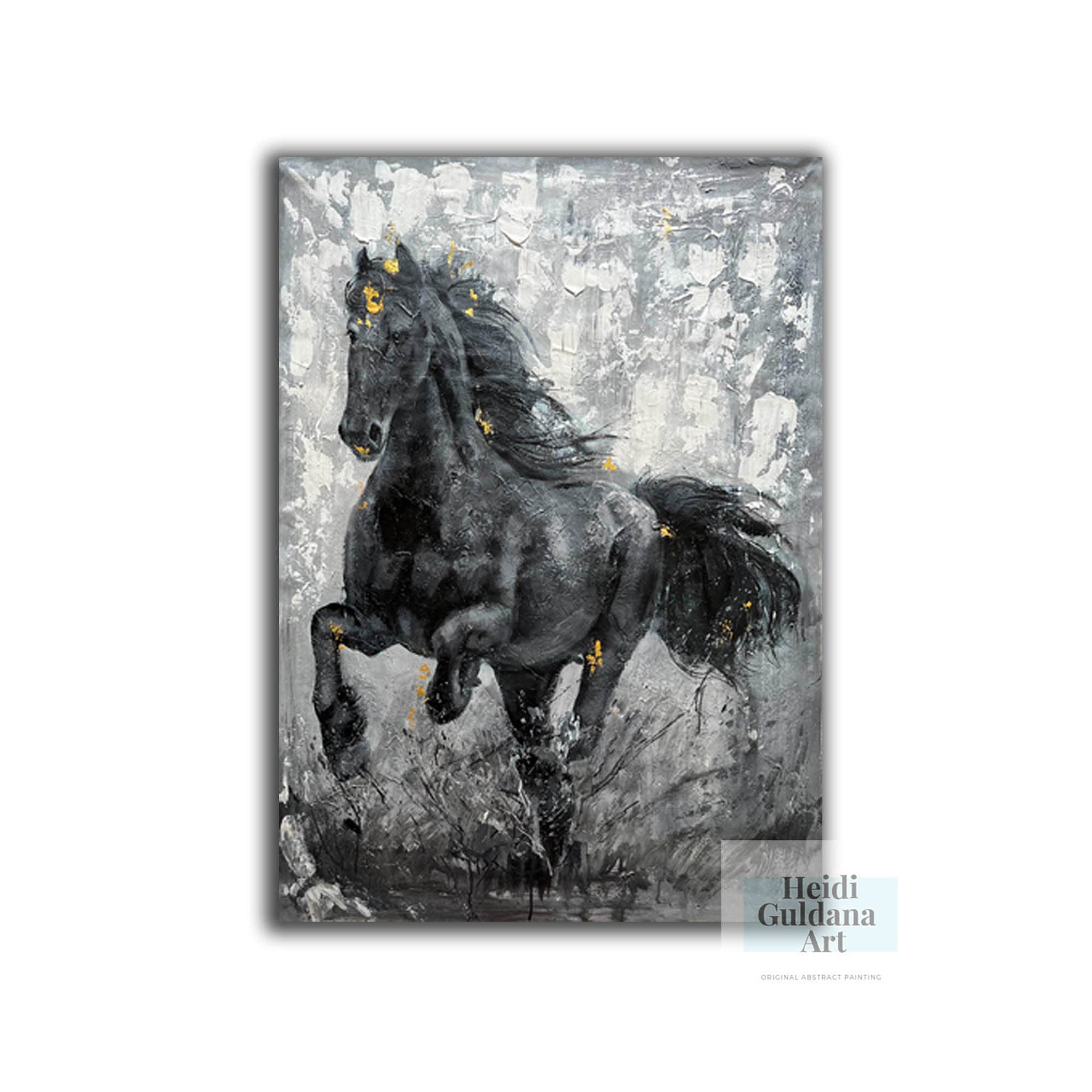 Wandbild Wildes Pferd Auf Leinwand, 60x120 Cm – Abstrakte Tier-Deko Fürs Wohnzimmer