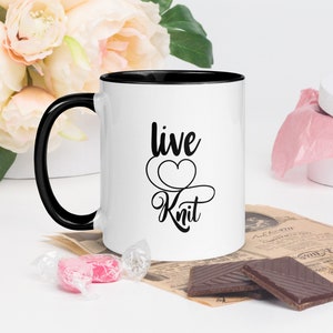 Yarn Mug with Color Inside | Yarn Themed Mug | Gift For Knitters | Gift for Crocheters | Live Love Yarn | Unwind | Yarn Pun Mug | Yarn Gift
