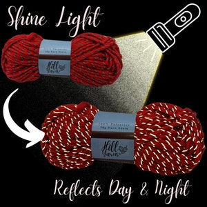 Reflective Yarn | One Skein 50g | Reflective Yarn for Crochet | Reflective Yarn for Crafts | Polyester Yarn | Reflective Knitting Yarn | 50m