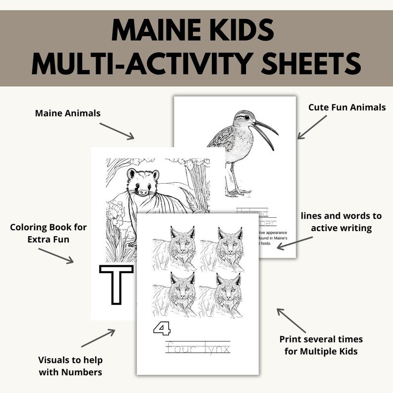 Maine Abcs Coloring Book: A Printable ABC Learning and Coloring Kids ...